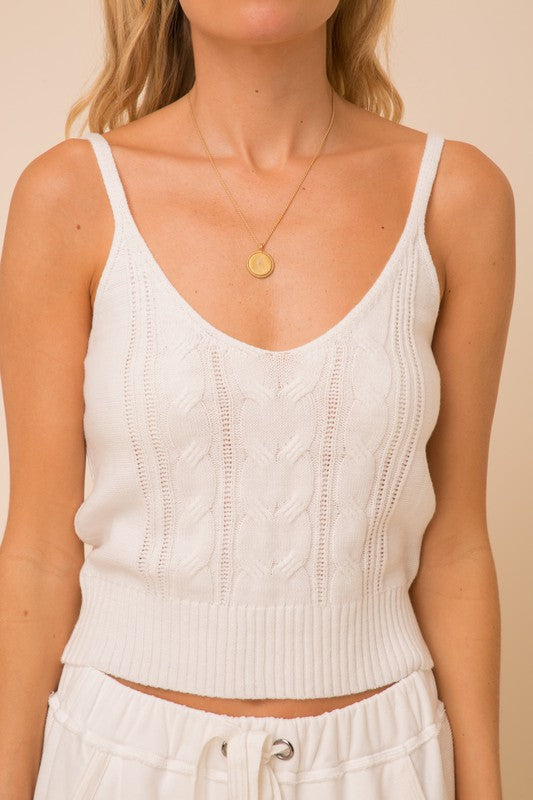 Cal Cable Knit Tank - White – Clove & Opal